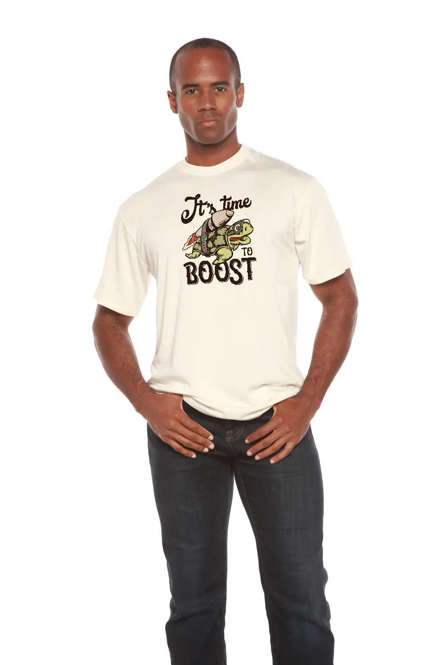 It`s time to BOOST Men's Bamboo Viscose/Organic Cotton Short Sleeve Graphic T-Shirt Spun Bamboo
