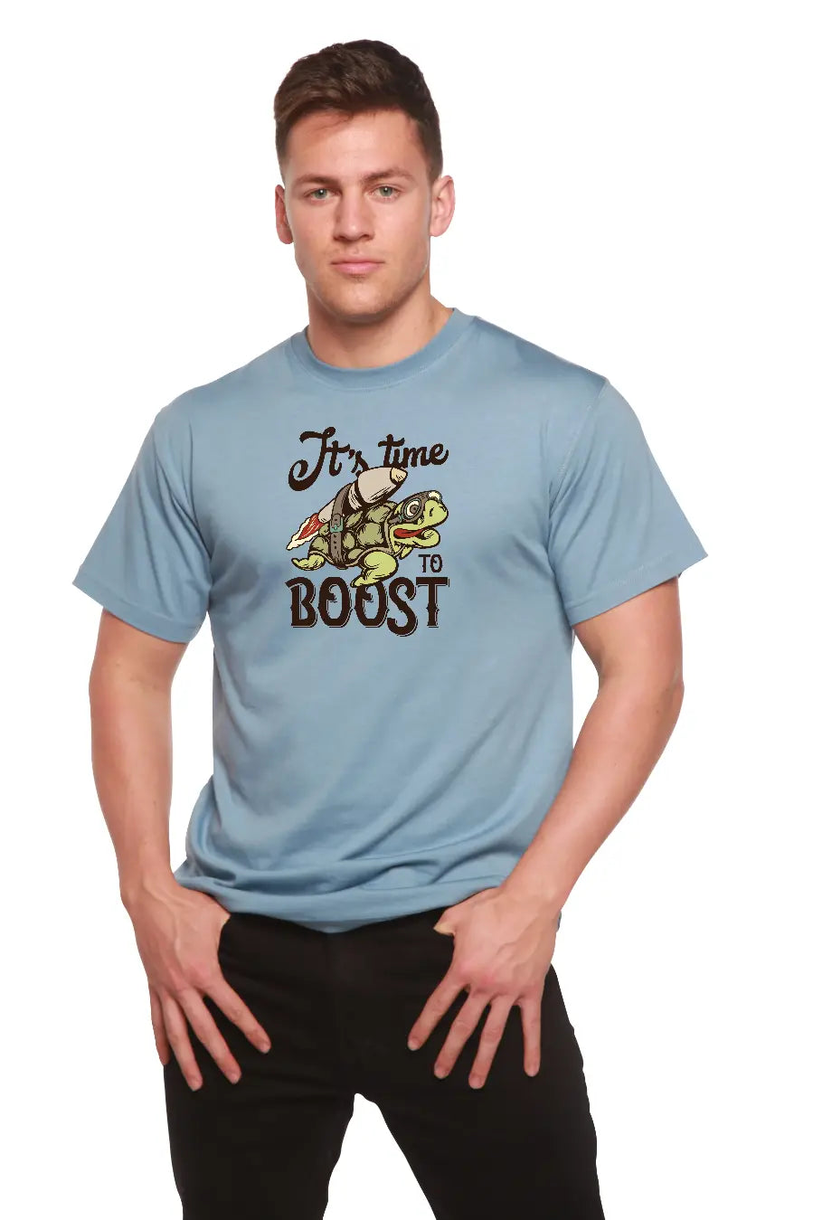 It`s time to BOOST Men's Bamboo Viscose/Organic Cotton Short Sleeve Graphic T-Shirt Spun Bamboo