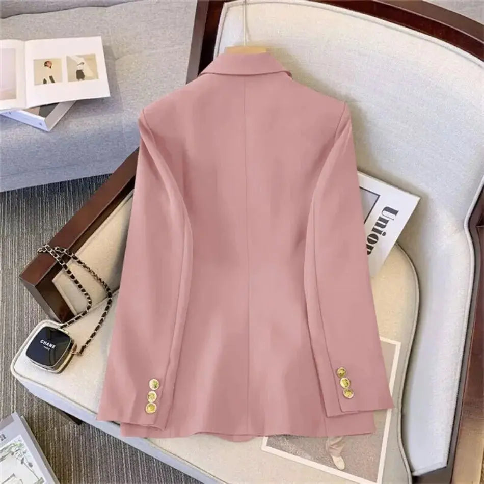 Jackets Blazer Woman Spring Autumn Solid Color Long Sleeve Tailored Collar - Blade & Thread