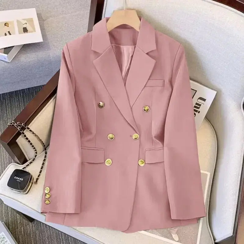 Jackets Blazer Woman Spring Autumn Solid Color Long Sleeve Tailored Collar - Blade & Thread