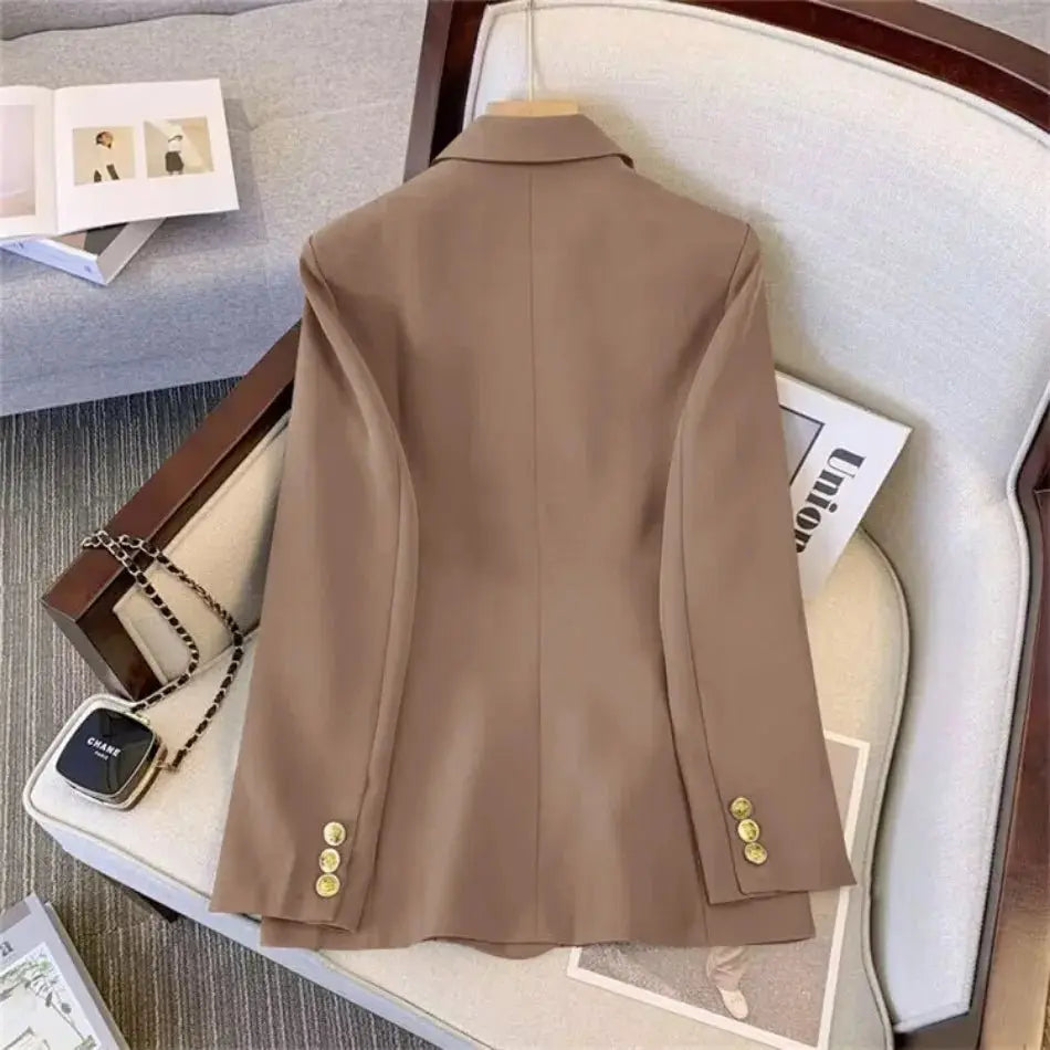 Jackets Blazer Woman Spring Autumn Solid Color Long Sleeve Tailored Collar - Blade & Thread