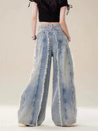 Jeans Destroyed Loose Burrs Wide Leg Bootcut Pants My Store 2