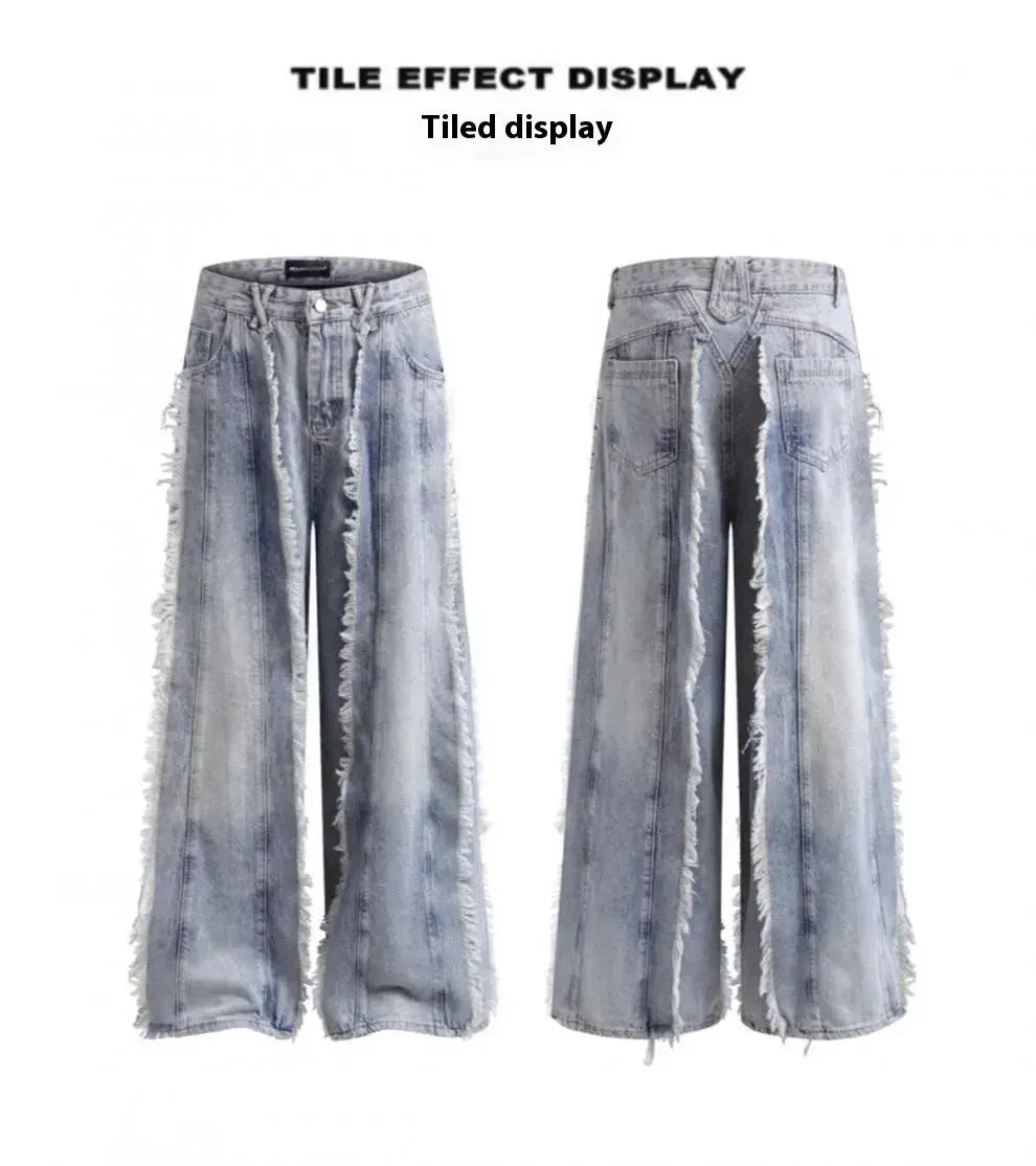 Jeans Destroyed Loose Burrs Wide Leg Bootcut Pants My Store 2