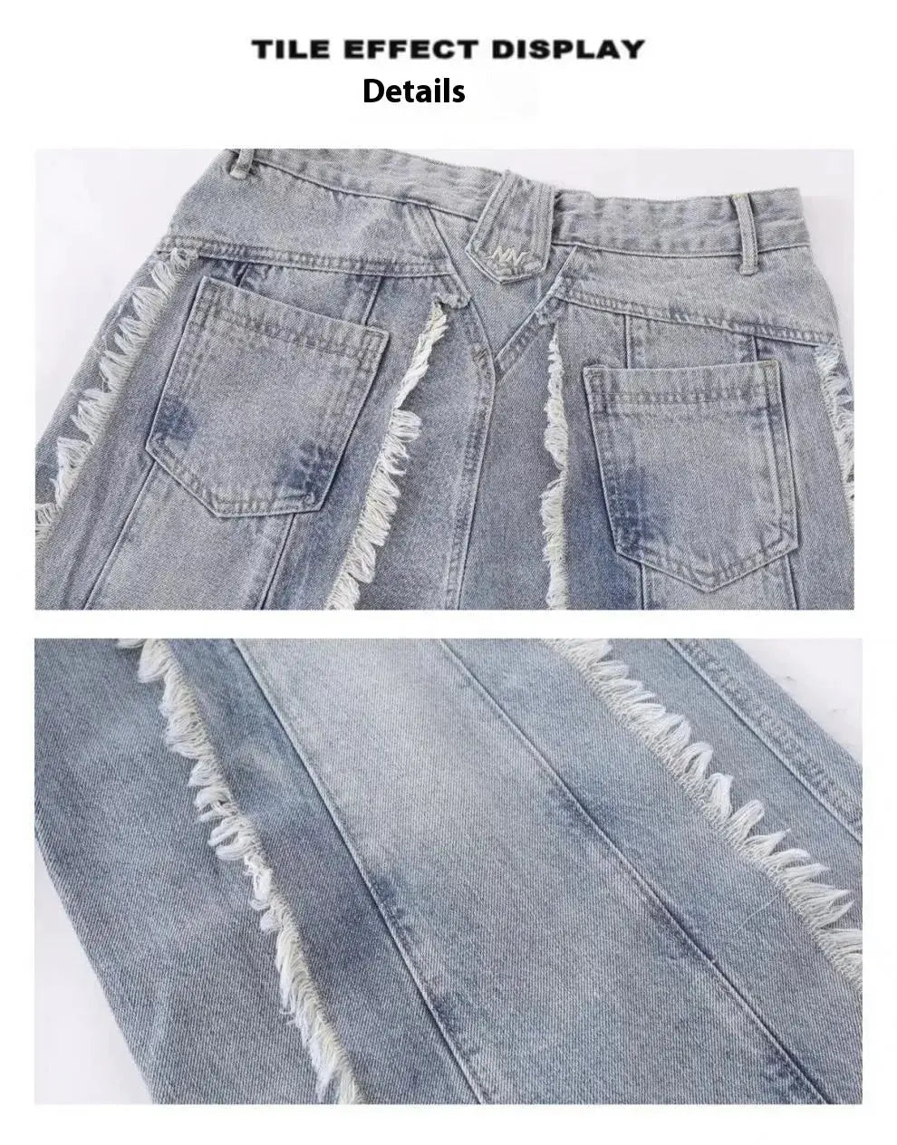 Jeans Destroyed Loose Burrs Wide Leg Bootcut Pants My Store 2