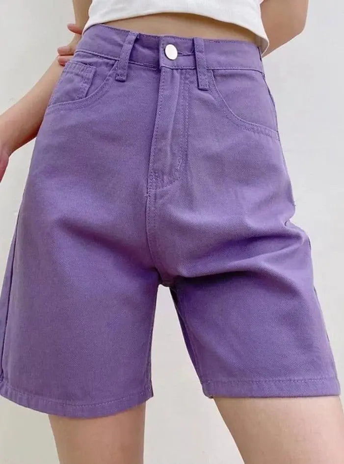 Jeans Shorts Summer High Waist Pockets Female Wide Leg Denim Shorts nowadaysfashion