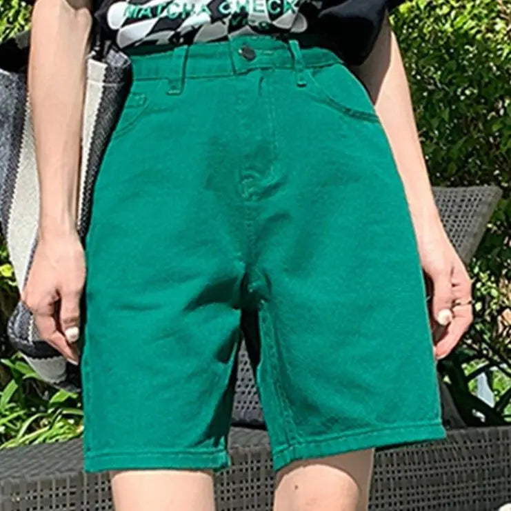Jeans Shorts Summer High Waist Pockets Female Wide Leg Denim Shorts - Blade & Thread