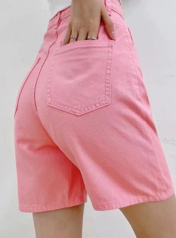 Jeans Shorts Summer High Waist Pockets Female Wide Leg Denim Shorts - Blade & Thread