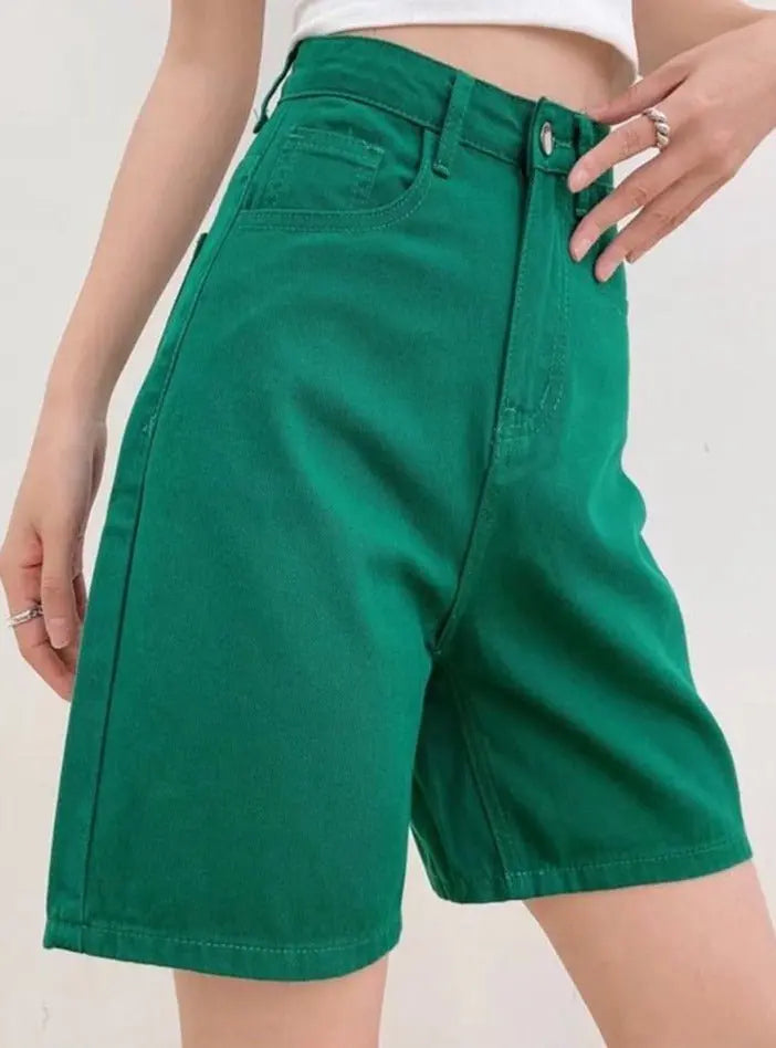 Jeans Shorts Summer High Waist Pockets Female Wide Leg Denim Shorts - Blade & Thread
