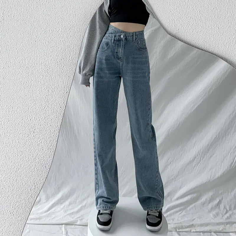 Jeans Women Wide Leg Pants Mom Femme High Waist Woman Trousers - Blade & Thread