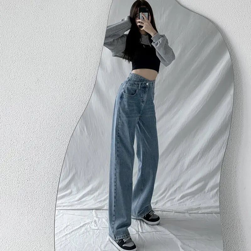 Jeans Women Wide Leg Pants Mom Femme High Waist Woman Trousers - Blade & Thread