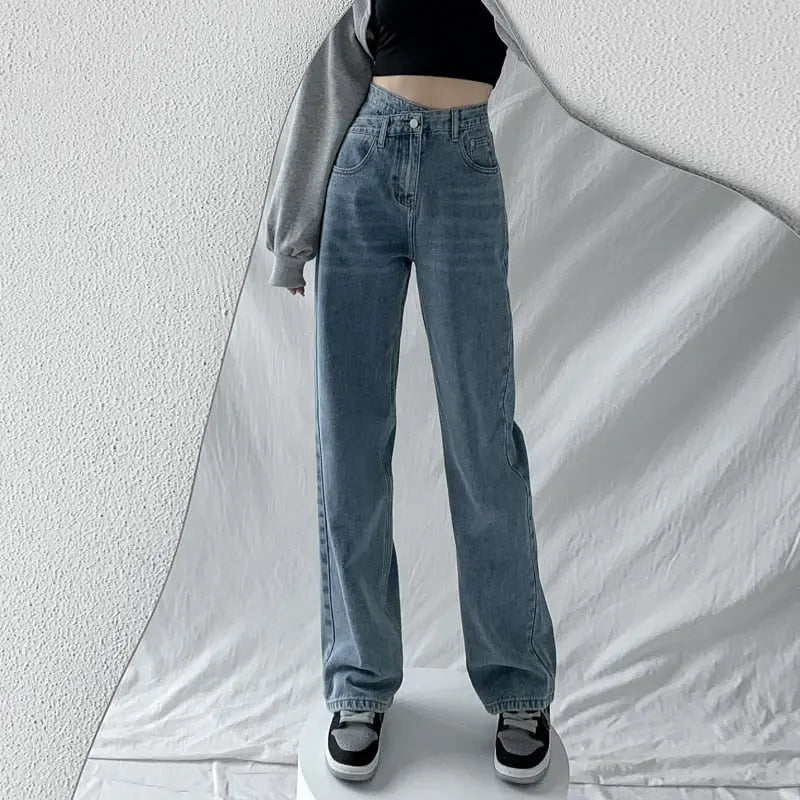 Jeans Women Wide Leg Pants Mom Femme High Waist Woman Trousers - Blade & Thread