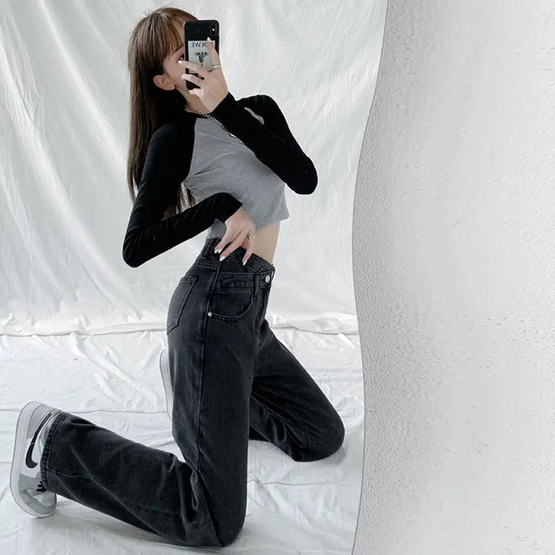Jeans Women Wide Leg Pants Mom Femme High Waist Woman Trousers - Blade & Thread