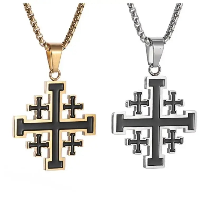 Jerusalem Stainless Steel Cross Necklace Templar Pendant for Men Vintage Christian Statement Jewelry nowadaysfashion