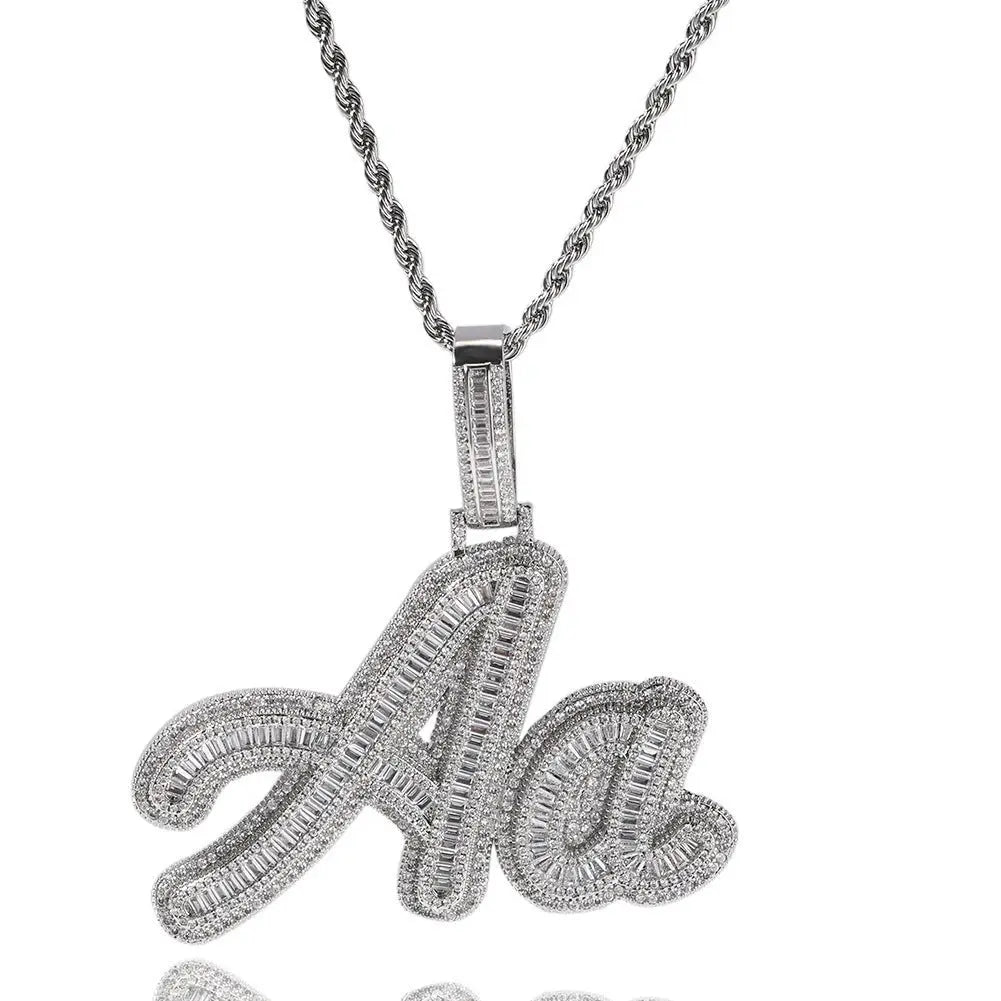 JON Stitching Diamond Letter Pendant Hip Hop Necklace - Blade & Thread