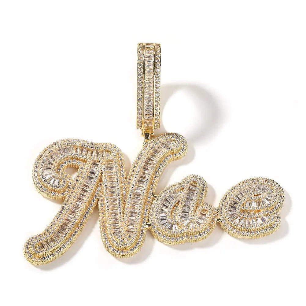 JON Stitching Diamond Letter Pendant Hip Hop Necklace - Blade & Thread