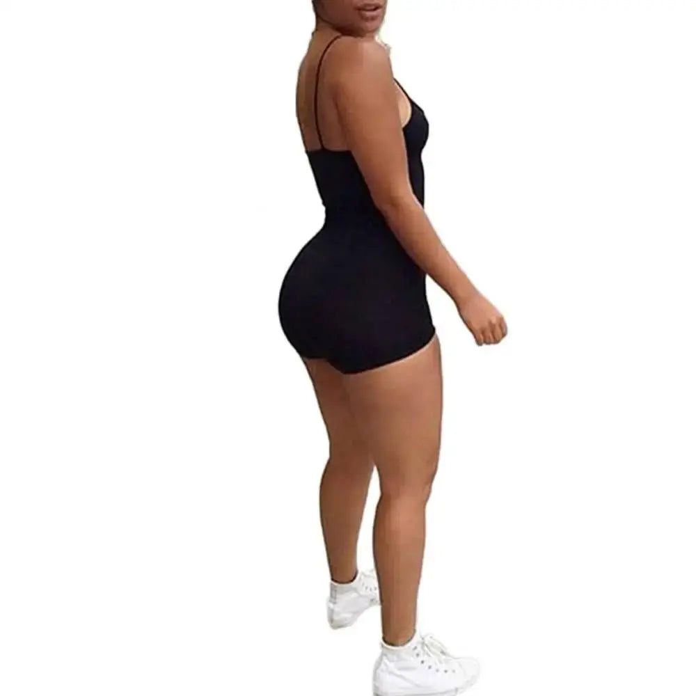 Jumpsuit Shorts Spaghetti Strap Sleeveless Bodysuit Bodycon Sports - Blade & Thread