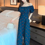 Jumpsuit Summer 2022 Long Overalls Wide Leg Pants for Women Polka Dot Rompers nowadaysfashion