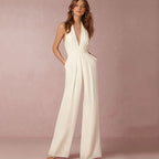 Jumpsuits for Women 2022 Sexy Polyester Backless Wide Leg Pants Sleeveless Summer Rompers nowadaysfashion