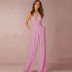 Jumpsuits for Women 2022 Sexy Polyester Backless Wide Leg Pants Sleeveless Summer Rompers nowadaysfashion