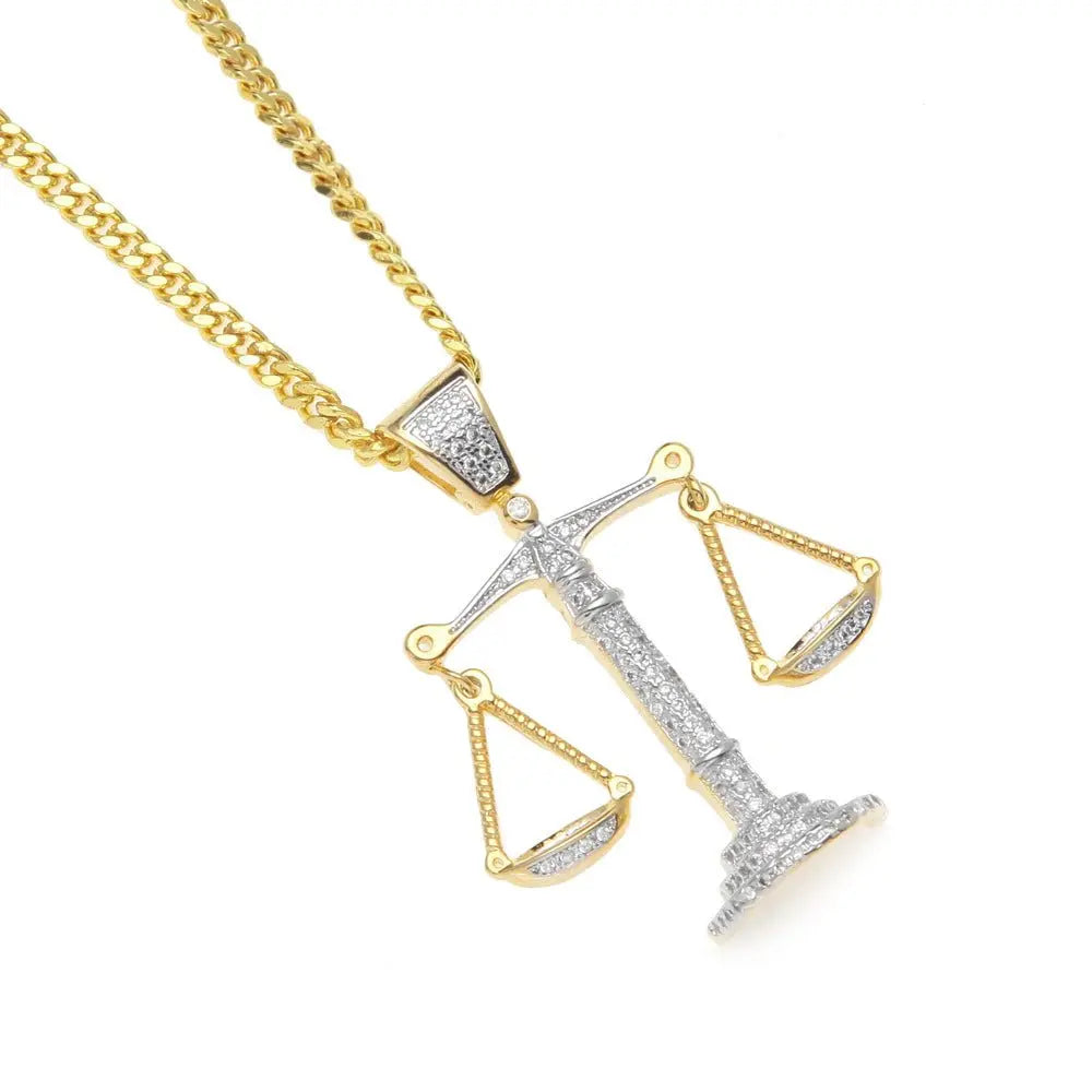 Justice Scale Iced Out CZ Hip Hop Necklace - Blade & Thread