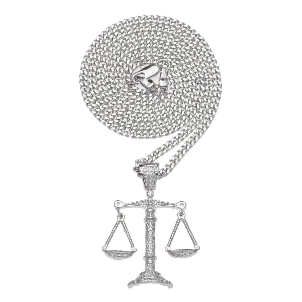 Justice Scale Iced Out CZ Hip Hop Necklace nowadaysfashion