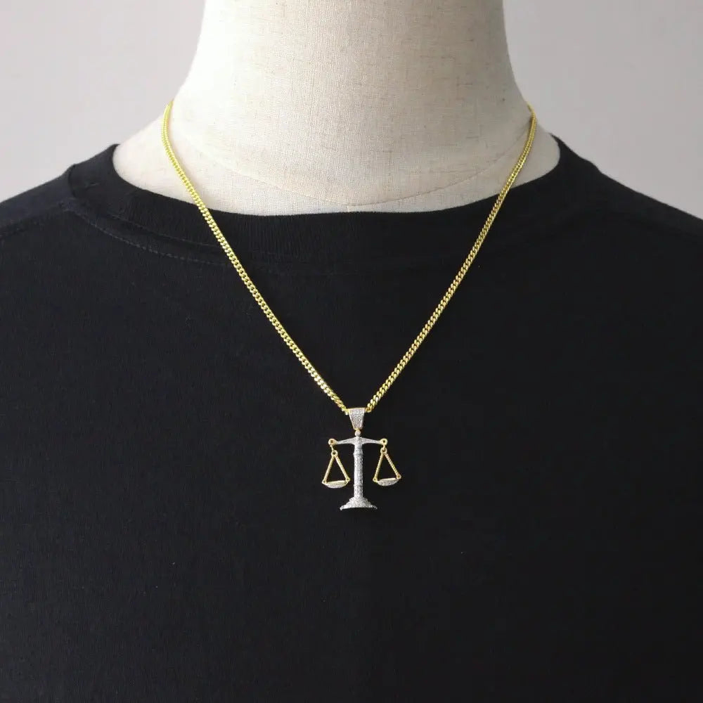 Justice Scale Iced Out CZ Hip Hop Necklace - Blade & Thread