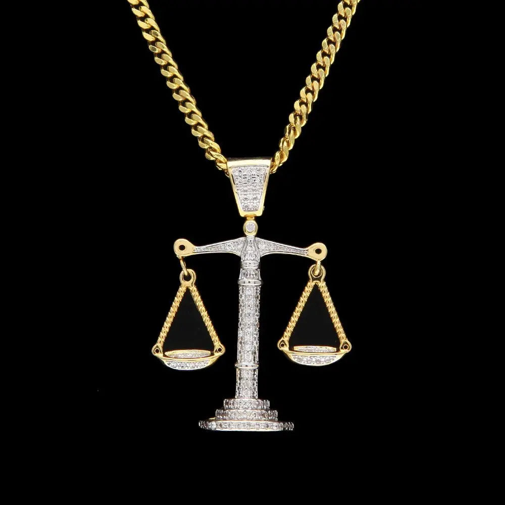Justice Scale Iced Out CZ Hip Hop Necklace nowadaysfashion