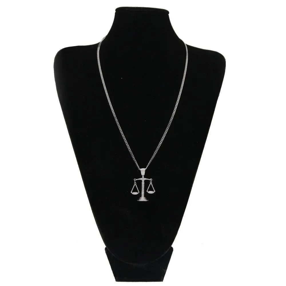 Justice Scale Iced Out CZ Hip Hop Necklace - Blade & Thread
