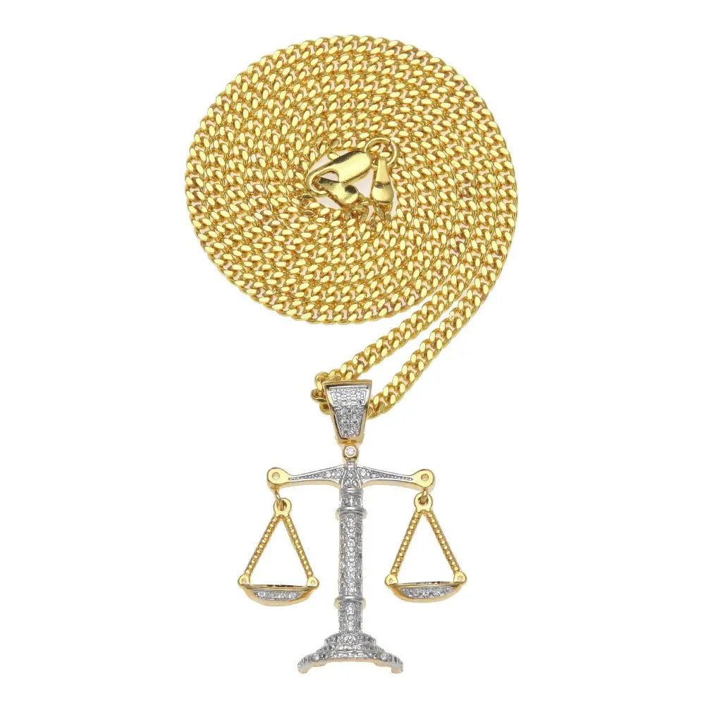 Justice Scale Iced Out CZ Hip Hop Necklace - Blade & Thread