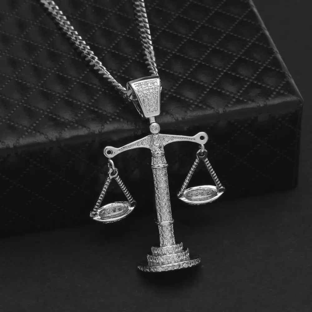 Justice Scale Iced Out CZ Hip Hop Necklace nowadaysfashion