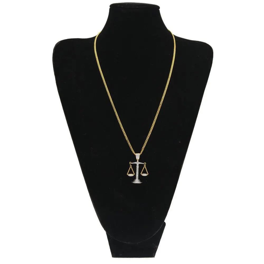 Justice Scale Iced Out CZ Hip Hop Necklace - Blade & Thread
