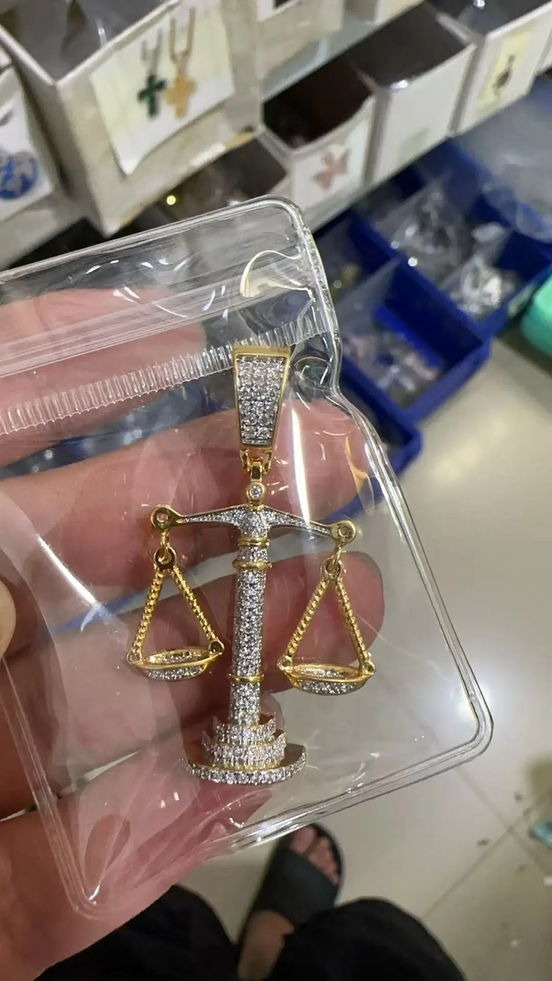 Justice Scale Iced Out CZ Hip Hop Necklace - Blade & Thread