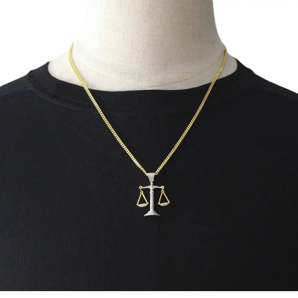 Justice Scale Iced Out CZ Hip Hop Necklace - Blade & Thread