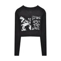Knitted Crop Top Vintage Aesthetic Letter Printed Long Sleeve T-Shirts Sexy Slim Fit Tee Tops nowadaysfashion