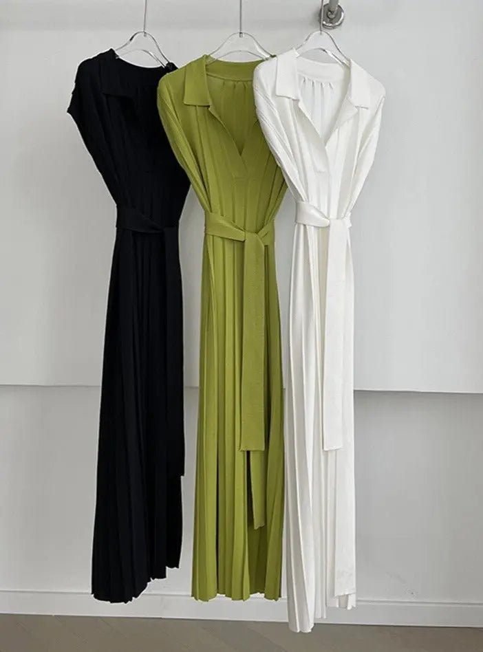 Knitted Dress Short Sleeve Loose Lace-up Female Straight Dress vestidos nowadaysfashion