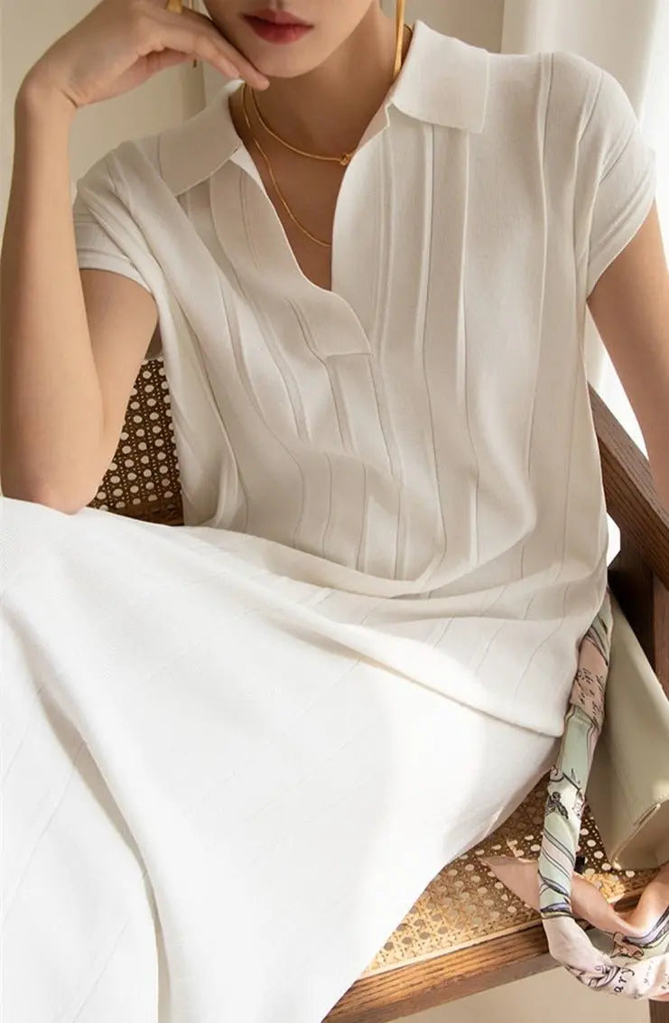 Knitted Dress Short Sleeve Loose Lace-up Female Straight Dress vestidos nowadaysfashion