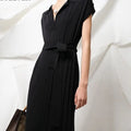 Knitted Dress Short Sleeve Loose Lace-up Female Straight Dress vestidos nowadaysfashion
