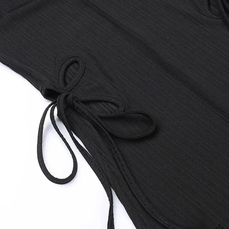 Knitted Long Sleeve Slim Mini Fairycore Slash Neck Dress nowadaysfashion