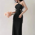Knitted Long Sleeve Slim Mini Fairycore Slash Neck Dress nowadaysfashion