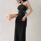 Knitted Long Sleeve Slim Mini Fairycore Slash Neck Dress nowadaysfashion