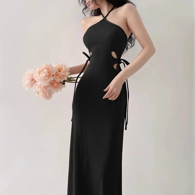 Knitted Long Sleeve Slim Mini Fairycore Slash Neck Dress - Blade & Thread