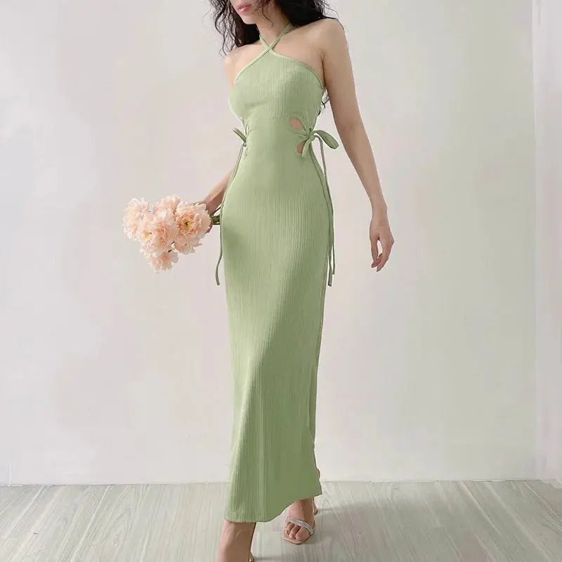 Knitted Long Sleeve Slim Mini Fairycore Slash Neck Dress - Blade & Thread