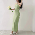 Knitted Long Sleeve Slim Mini Fairycore Slash Neck Dress nowadaysfashion