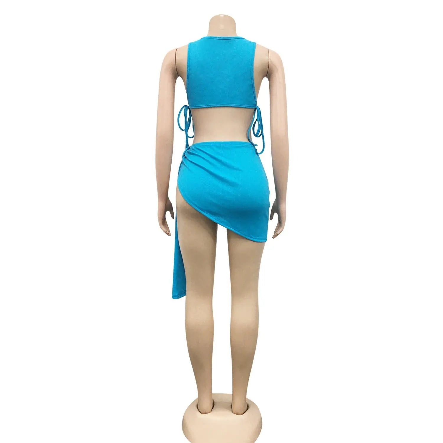 Knitted Ribbed Two Piece Set Bandage Crop Top Bodycon Mini Skirts Beachwear Outfits Summer - Blade & Thread