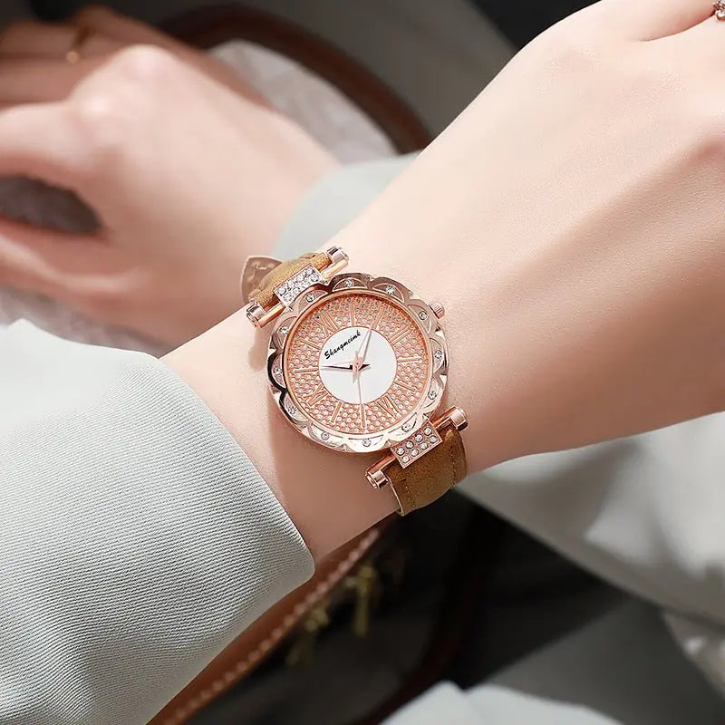 Korean-style quartz watch with a simple leather strap. - Blade & Thread