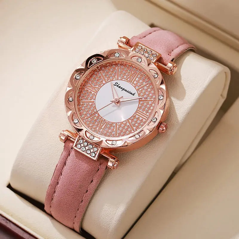 Korean-style quartz watch with a simple leather strap. nowadaysfashion