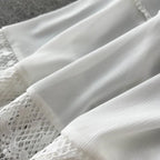 Lace Hollow Out White Dress Women Elegant V-neck Beach Holiday Style Dress nowadaysfashion