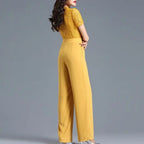 Lace Jumpsuit for Women 2022 Summer Short Sleeve Chiffon Wide Leg Rompers nowadaysfashion