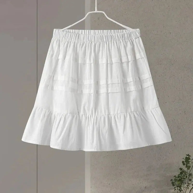 Lace Up Doll Collar Shirt Skirt Sets Short Puff Sleeve Top Suit Pleat Mini Skirts - Blade & Thread