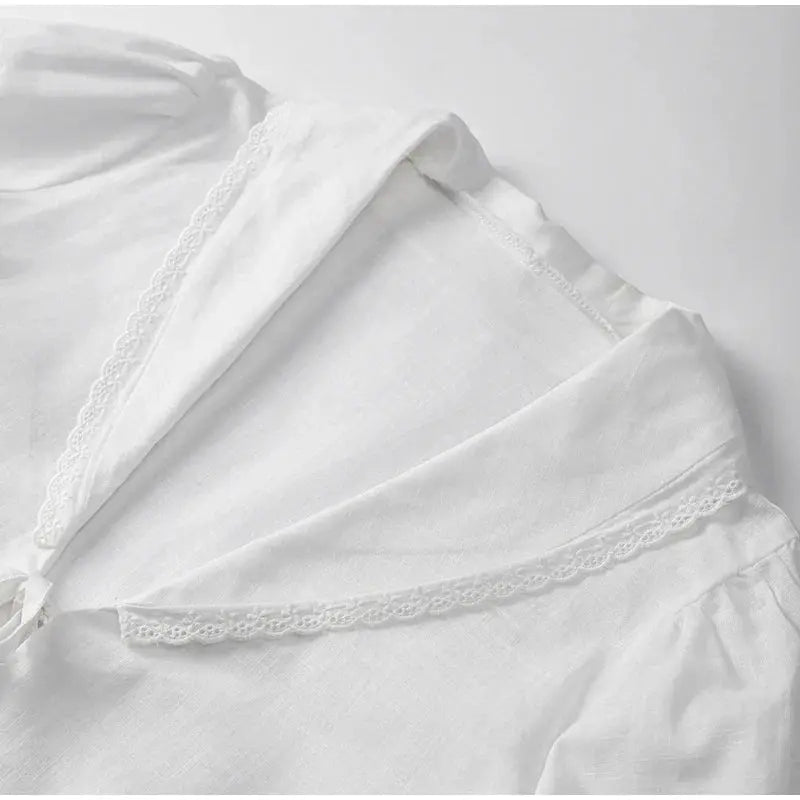 Lace Up Doll Collar Shirt Skirt Sets Short Puff Sleeve Top Suit Pleat Mini Skirts - Blade & Thread